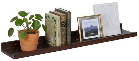 Relaxdays Wandregal, HBT: 5 x 100 x 15 cm, Walnussholz, Schweberegal Bilderrahmen, Deko, Bilderleiste Wand, Dunkelbraun