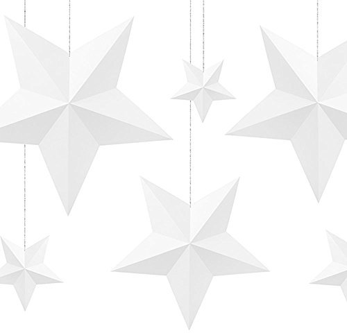 Papierstern zum Aufhängen, Hochzeit / Weihnachten, dekorativ, 6 Stück, Weiß
