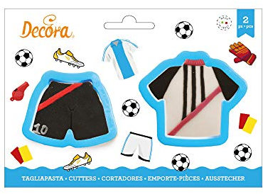 Decora 0255198 Set 2 Tagliapasta Maglietta e Pantaloncini da calcio, Ideale per Creare Decorazioni in Pasta di Zucchero o di Gomma, Made in Italy, Design originale, Confezione da 2 pezzi.
