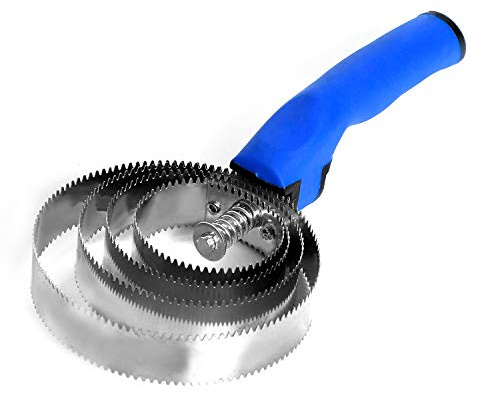 BOTH WINNERS Reversible Stainless Steel Curry Comb with Soft Touch Grip (Blue)