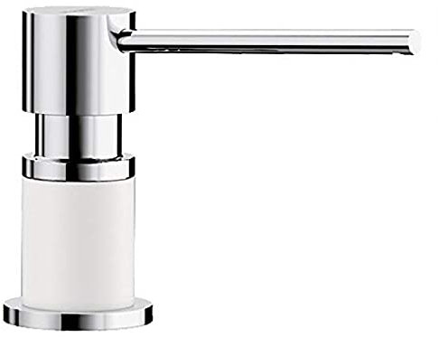 BLANCO LATO Spülmittelspender in silgranitweiß/chrom | Passend zu allen BLANCO-Küchenarmaturen | Bequem von oben zu befüllen | Spüli | Seifenspender | 35 mm Lochbohrung erforderlich | Inhalt 300 ml