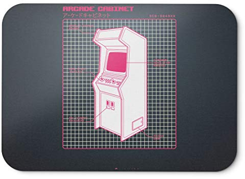 BLAK TEE Vintage Arcade Gaming Machine Mouse Pad 18 x 22 cm in 3 Colours Black