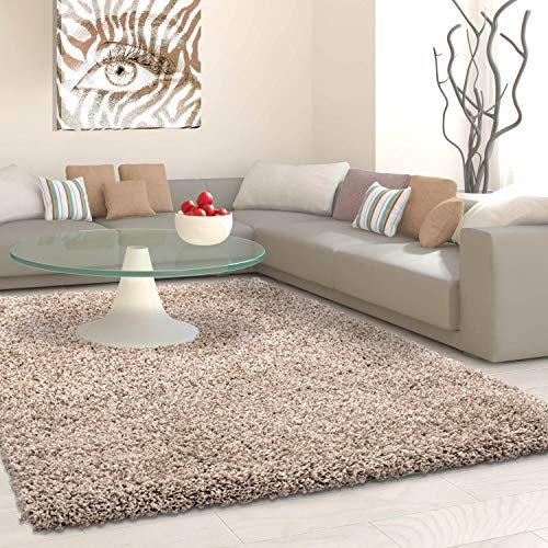 Ayyildiz Teppich-Hochflor Shaggy Teppich unicolor einfarbig Wohnzimmer Flauschig, Polypropylen, Beige, 80 X 250