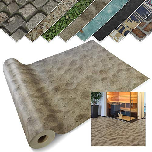 casa pura Revêtement Sol PVC - Stickers Effet 3d - Film Vinyle Pour Meuble & Sol Original - Sol PVC Rouleau Antidérapant Cuisine, Salle de Bain, Bureau - Aspect Plage de Sable (200x250 cm)