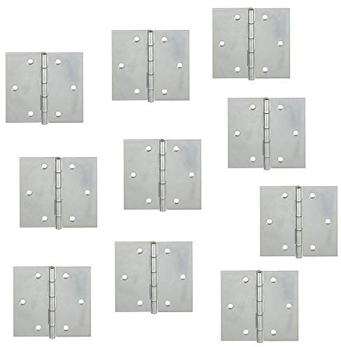 Gedotec Möbelscharnier Metall Tür-Scharnier mit vernietetem Messingstift | 40 x 40 mm | Kistenscharnier Stahl verzinkt | Scharnier-Band zum Schrauben | 10 Stück - Möbel-Band gerollt nach DIN 7954 A