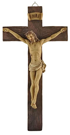 Jesus Crucifix Wall Cross, Resin Catholic Hanging Decor, 9.05 Inch