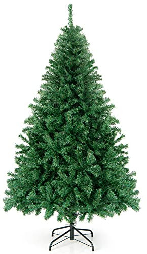 GOPLUS 180/225cm künstlicher Weihnachtsbaum, Tannenbaum künstlich mit Metallständer & PVC Nadeln, Christbaum für Zuhause, Geschäfte (Grün, 180cm)