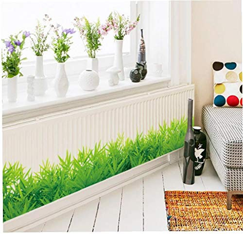 TOSSPER Wall Hierba Fresca 3D Verde Etiqueta De La Placa Base De PVC Vinilo Decorativo Inicio para Sala De Estar Dormitorio Nursery Balcón 132 * 26cm