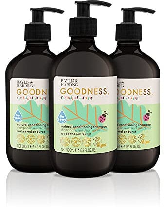 Baylis & Harding Goodness Kids Watermelon Burst No Tears Natural Conditioning Shampoo, 500 ml (Pack of 3) - Vegan Friendly