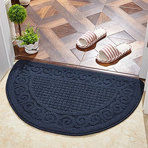 Treer Semi-Circular Door Mats, Navy Blue, 48*78CM, Non-Slip, Machine Washable, Modern Doormat