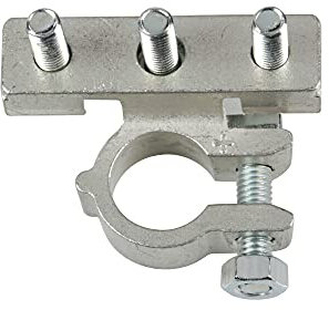 Lampa 69909 Morsetto Batteria zincato, Fissaggio Cavo a capocorda su Vite - Foro capocorda Ø 6/6/6 mm - Polo Positivo