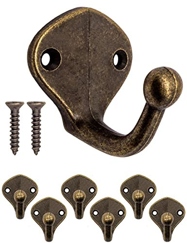 Fuxxer® 6 ganci antichi, ganci per asciugamani, ganci in ferro, bronzo, set da 6 pezzi