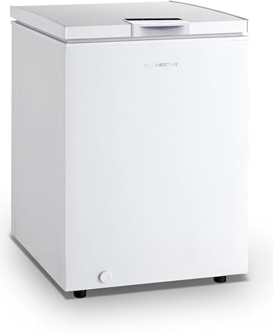 SCHNEIDER Congelador Horizontal, 93L, 84,5 cm altura, Independiente, Display en puerta, Blanco, SCCFD93W+