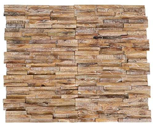 vidaXL 10x Teak Massiv 3D Wandverkleidung Wandpaneele Wanddekoration Holzpaneele Wanddeko Wandtattoo Wandverblender Paneele Deko 1,01m²