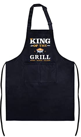 BETESSIN Grembiule Barbecue Grembiule da Cucina con Tasche Grembiule Regolabile Uomo e Donna Grembiule da Ristorante Impermeabile Cuoco Unisex