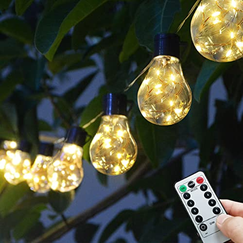 Janchs 14ft Battery Operated 20 Hanging Bulb LED String Lights, Vintage Commercial Battery Outdoor Lights for Indoor Outdoor Decorations Home, Bedroom, Patio, Balcony, Wedding, Party (8 Modes)