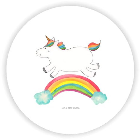 Mr. & Mrs. Panda Rund Magnet Einhorn Regenbogen - Geschenk, Einhorn Deko, Glitzer, Erwachsenwerden, Notiz Magnet, Whiteboard Magnet, Einhörner,