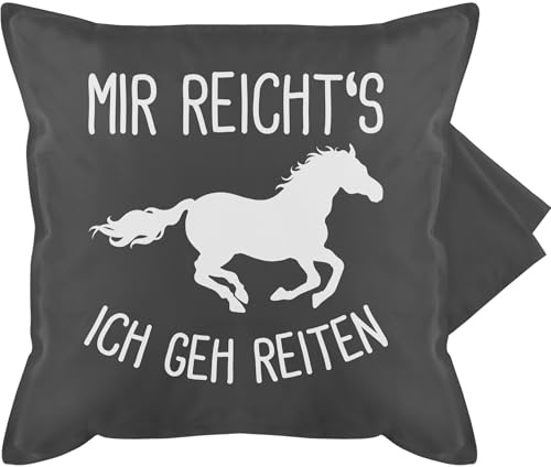 Kissenbezug - Kissen - Mir reichts ich geh Reiten I Geschenk Pferde I Pferdemädchen I Pferdeliebhaber - 50 x 50 cm - Grau - geschenke für pferdebesitzer kissenbezüge pferd pferdespruch gehe