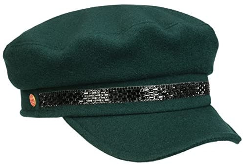 Mayser Kendy Ballonmütze Newsboy Cap Damen Glitzerband Made in EU Herbst Winter dunkelgrün M (57-58 cm)