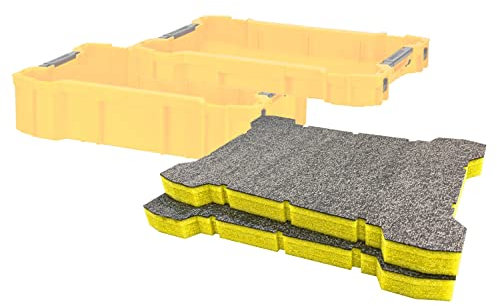 Shadow Foam ToughSystem 2.0 Tool Tray Inserts [Twin Pack] for DeWalt Toolboxes | Tool Organisation (30mm, Yellow)