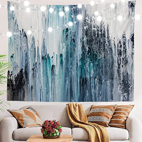BaoNews Tapisserie mit blauer und weißer Tusche, modernes schwarz-graues fließendes Wasser, große Wandbehang, Polyester-Tischdecken, Wandteppich, Schlafzimmer, Wohnzimmer, Schlafsaal, 150 x 200 cm