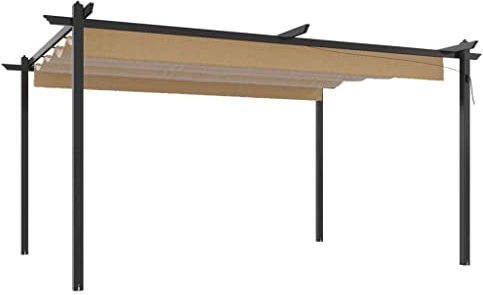 vidaXL Pavillon mit Ausziehbarem Dach Partyzelt Gartenzelt Festzelt Zelt Gartenpavillon Gazebo Gartenlaube Bierzelt Garten 4x3 m Taupe