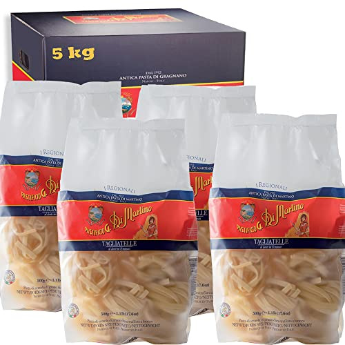 Tagliatelle | 5kg Maxi Formato | Antica Pasta di Gragnano Igp | Pastificio Di Martino | Confezione 10 Pezzi da 500Gr | Eccellenza della Campania | 100% Grano Italiano | Idea Regalo