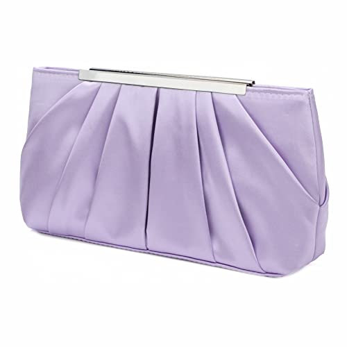 Jywmsc Damen Satin Abendtasche Elegante Satin Plissee Abend Clutch Geldbörsen für Damen Silber Hochzeit Handtasche