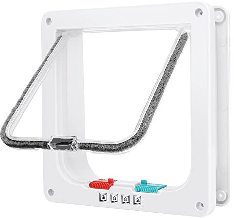 Katzentür, Sicherheits-Haustier-Tür mit 4-Wege-Schloss, wetterfest-einfache Installation Cat Klappe Tür für Innen Außentür, Fenster, Wand (Medium,15cm x 15.5cm Klappe)