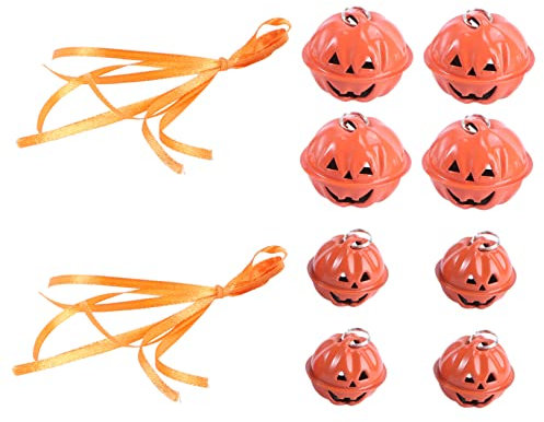 HOMSFOU 8st Kürbisglocken Kürbisperlen-ornamente Jack o Lantern Jingle Bells Dekorative Glocken Schlittenglocken Kürbis-clown-glocke Eiserne Glocke Laternendekor Halloween Eisen Schmuck