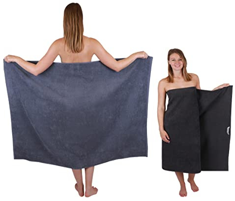 Betz 2 Stück Maxi Duschtücher XXL Badetuch Duschtuch Größe 100x150cm Berlin Farbe dunkelgrau/Graphit