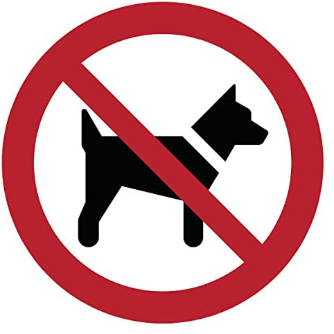 Adhesivo de Señalización Laminado Redondo Adhesivo Resistente al Agua ISO 7010 - Adhesivo Laminado Resistente a los Rayos UV - Prohibido s los Perros - Diámetro 15 cm