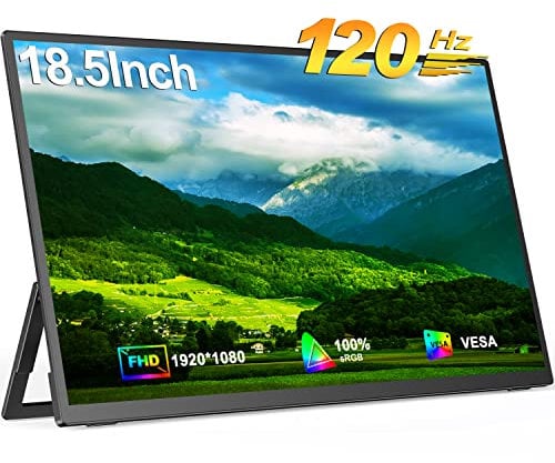 EVICIV 18.5-inch Portable Monitor, 120Hz Monitor, Full HD 1080P IPS Display with Mini HDMI Input, Built-in Speakers, with Stand, Ultra-Thin and Lightweight Design for Business, Gaming, and Travel