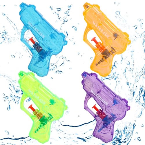 LOMIMOS 8 Pcs Mini Pistolets à Eau, 11 * 13CM Petits Pistolets à Eau pour Enfants, Jouets de Plage en Plastique, Jeu d'Extérieur pour Enfants et Adultes, Set de Piscine et Jardin