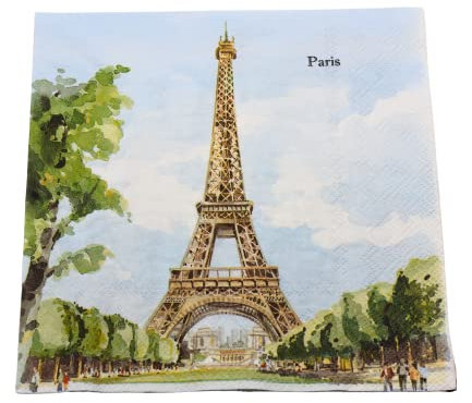 Hochwertige Lunch-Servietten/Papierservietten/Tafel-Servietten/Deko-Serviette, Motiv: Paris. L/H 33 x 33 cm. Menge 40 Stück.