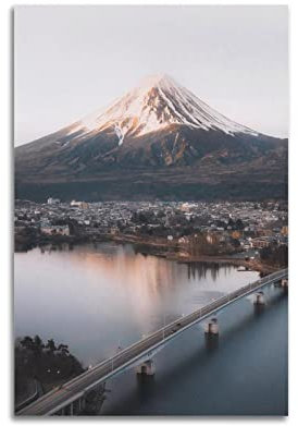 YBHF Landschaftsposter Mount Fuji Berg Landschaft Poster Wandkunstdruck Retro Ästhetische Raumdekoration 30 x 45 cm ungerahmt