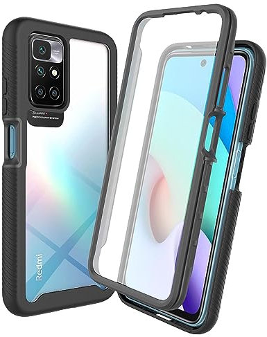 ILING Coque pour Xiaomi Redmi 10 2022, 360° Intégrale Housse Transparent Très Mince Antichoc Étui [avec L'écran Intégré], Prime Souple TPU Bumper Case (Noir)