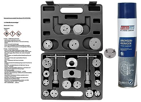 ENVA Bremskolbenrücksteller 22TLG. + 600 ml Bremsenreiniger Komplettes Set für präzise Bremsenwartung inkl. Adapter für Fahrzeuge mit elektronischer Parkbremse