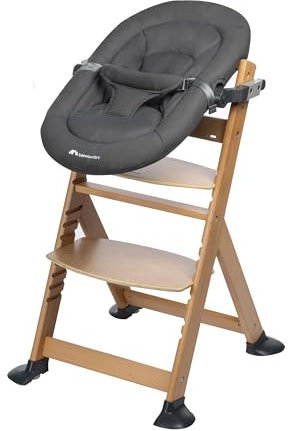 Bébé Confort Bebeconfort Timba Hochstuhl Baby, Timba Baby 2-in-1 Babywippe - Kinderhochstuhl Mitwachsend, 6 Monate - 10 Jahre, Naturholz + 2-in-1 Neugeborenenset für Timba, 0-6 Monate (bis 9 kg), Tinted Graphite
