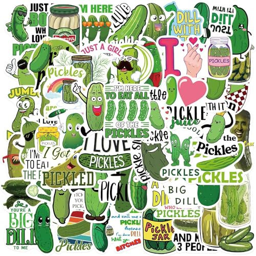 AUCEKO 50 Stück Pickle Aufkleber Pack Pickle Sticker Set wasserdichte Vinyl Sticker für Laptop Kinder Autos Motorrad Fahrrad Skateboard Gepäck Koffer Computer Aufkleber Graffiti Decal