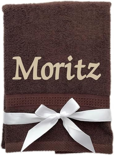 KIDDI-MEDIA Gästehandtuch/Gästetuch mit personalisierter Bestickung wie z.B. Name / 30x50cm | 500 g/m² | 100% Baumwolle Frottier (30 x 50 cm, Kaffeebraun)