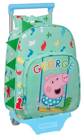 Safta GEORGE Kinderrucksack mit Trolley 705, ideal für Kinder unterschiedlichen Alters, bequem und vielseitig, Qualität und Widerstandsfähigkeit, 26 x 11 x 34 cm, Mintgrün, Minzgrün, Estándar, Casual