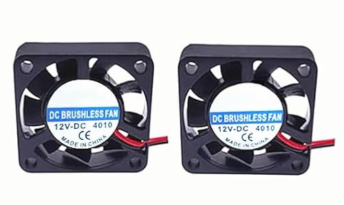 40 x 40 x 10MM 24V 2Pin DC Cooler Small Cooling Fan for 3D Pinter Part (2 Pack) (12V, 4010)
