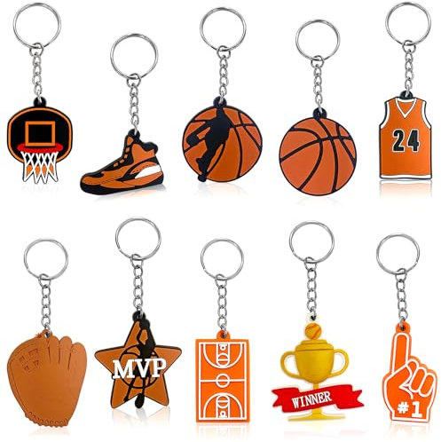 HNBTX Porte Clés Basket, PVC Sport Porte Clés, 10 PCS Porte-Clés CréatifsMini Basketball Porte Clé pour Fans de Sport Enfant Porte Clés, Voitures, Sacs à Main, Sacs à Dos
