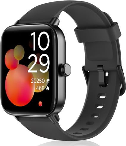Orologio Smartwatch Uomo Donna Rispondi/Effettua Chiamate, 1.8 Alexa Integrata, SpO2/Frequenza Cardiaca/Sonno/Stress, 100+ Sports, Contacalorie/Passi, IP68 Smart Watch per Android/iOS (Nero, 1.8)