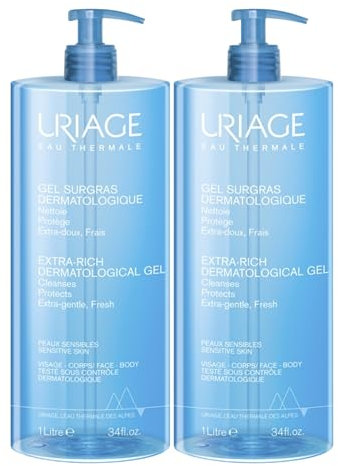 Gel surgras liquide | Nettoie & Améliore le confort de la peau | Hydratée & Apaise | Préserve du Dessèchement |Frais & Extra-Doux |Sans Savon| Testé sous contrôle dermatologique | Lot de 2x1L