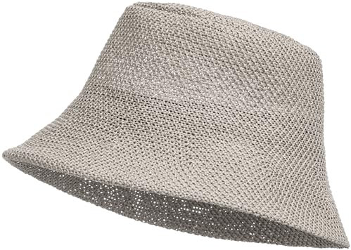 Caspar HT020 lässiger Damen Sommer Fischerhut Bucket Hat aus Toyo Stroh, Farbe:grau, Accessoires:One Size