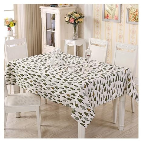 Epinki Tischtücher 140x160CM, Tischwäsche Baum Muster Baumwolle, Geburtstag Tischdecke Mädchen Garten Zimmer Tischdekoration für Drinnen Draussen Garten Esszimmer Party, Bunt