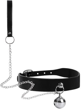 QUEEN'S STORY BDSM Fesselhalsband Bondage-Lederhalsband Flirten, Leine, Sklave,Choker Collar Fetischhalsband schwarzer Kettenset PU-Leder Verstellbare Halsfessel, Halsbänder Sexspielzeug für Frauen