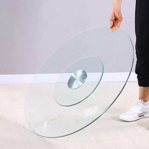 Plateau Tournant En Verre Pour Table De Salle À Manger Plateau Rotatif 70/80/90 Cm Plateau De Service Rotatif Lazy Susan Rotation Silencieuse Et Douce, Facile À Partager Les Aliments(70CM/27IN)